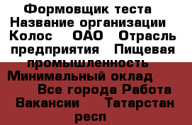 Формовщик теста › Название организации ­ Колос-3, ОАО › Отрасль предприятия ­ Пищевая промышленность › Минимальный оклад ­ 21 000 - Все города Работа » Вакансии   . Татарстан респ.